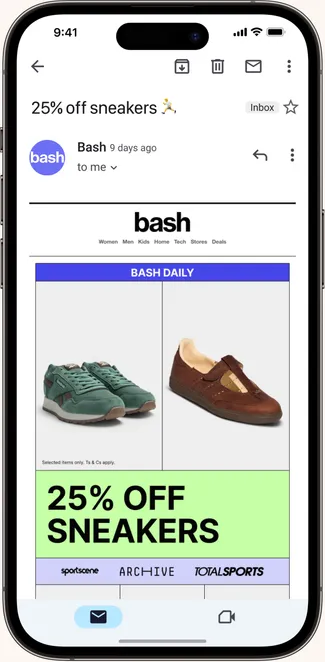 A Bash Daily deal in an email