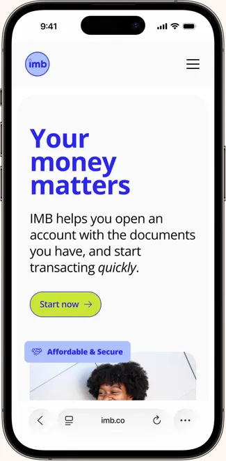 IMB homepage on a phone
