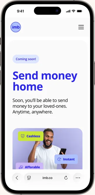 IMB send money screen on a phone