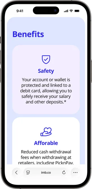 IMB benefits screen on a phone