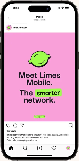 Limes social posts on a phone