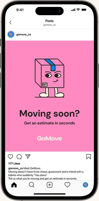 GoMove social posts on a phone