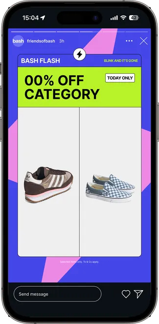 A Bash Flash deal in an Instagram story
