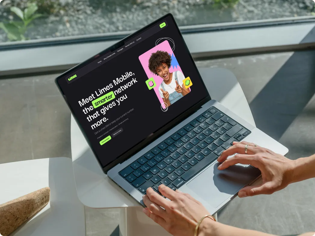 The Limes website on a laptop