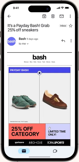 A Payday Bash deal in an email