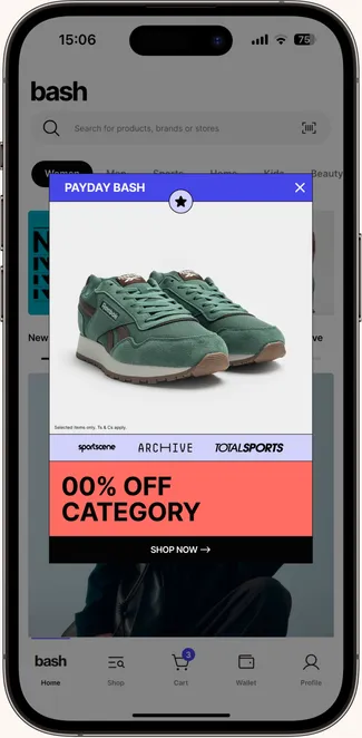 A Payday Bash deal as an in-app takeover