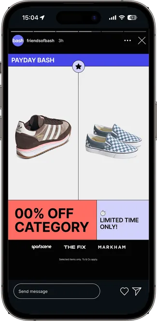 A Payday Bash deal in an Instagram story